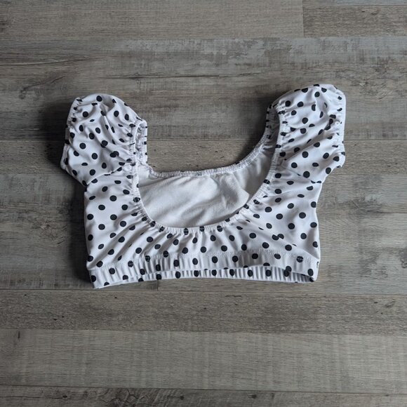 Just Dance Custom Dance Top – Polka Dot Puff Sleeve Crop – Child Size 6 (Approx) - Picture 2 of 6